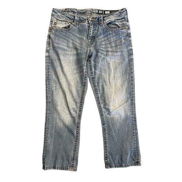 Miss Me Denim - Womens Miss Me Capri Boyfriend Jeans Size 28 Blue Denim Light Wash 5-Pockets